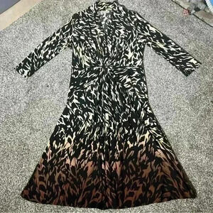 Coldwater Creek Ombre Shift Abstract Front Gather Dress Womens 12 USA